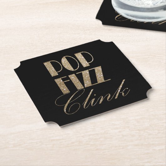 Gatsby party Gold en Black Pop Fizz Clink Kartonnen Onderzetters (Gekanteld)