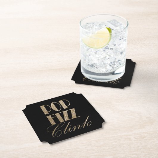 Gatsby party Gold en Black Pop Fizz Clink Kartonnen Onderzetters (Insitu)