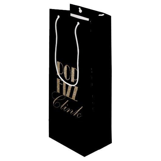 Gatsby party Gold en Black Pop Fizz Clink Wijn Cadeautas (Voorkant Gekanteld)