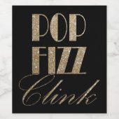 Gatsby party Gold en Black Pop Fizz Clink Wijn Etiket (Enkel label)