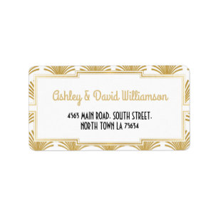 Gatsby Return Adres Label Art Deco Bruiloft jaren 