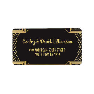 Gatsby Return Adres Label Art Deco Bruiloft jaren 