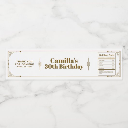 Gatsby Roaring 20s Art Deco Hartelijk dank Waterfles Etiket (Enkel label)