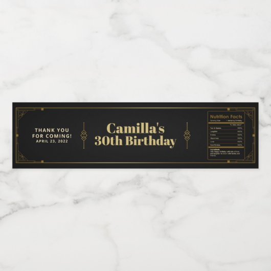 Gatsby Roaring 20s Art Deco Hartelijk dank Waterfles Etiket (Enkel label)