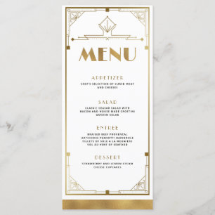 Gatsby Roaring 20s Art Deco Menu Kaart