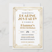 Gatsby Roaring 20s Art Deco Verjaardag Wit Goud Kaart (Voorkant)