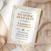 Gatsby Roaring 20s Art Deco Verjaardag Wit Goud Kaart