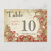 Gatsby rouge et or Paisley Peacock Numéro de table (Dos)