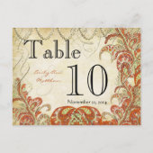 Gatsby rouge et or Paisley Peacock Numéro de table (Dos)