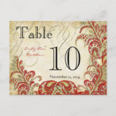 Gatsby rouge et or Paisley Peacock Numéro de table (Dos)