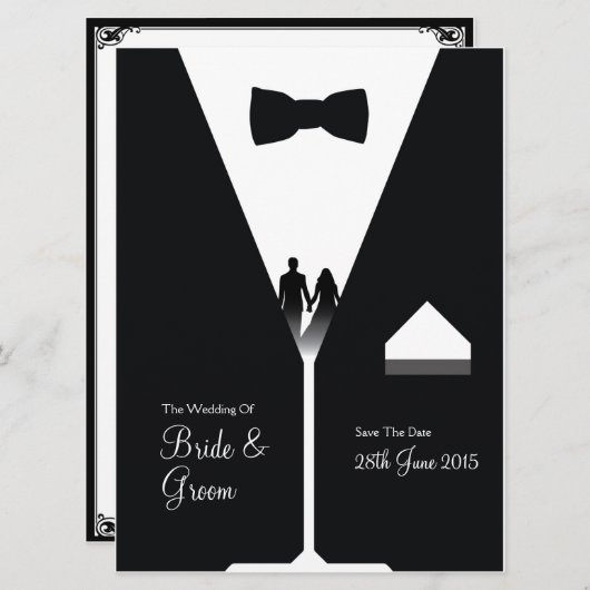 Gatsby Style - Art Deco-trouwuitnodiging Save The Date (Voorkant / Achterkant)