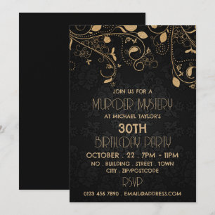 Gatsby Style, Murder Mystery Birthday Party Kaart
