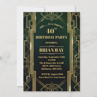 Gatsby Style Suprise Birthday nodigt 5x7 uit Kaart
