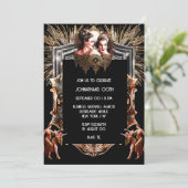 Gatsby vuurwerk flapper meisjes viering chic kaart (Staand voorkant)