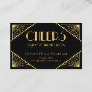 Gatsby Wedding Free Drink Ticket Aangepaste kleu