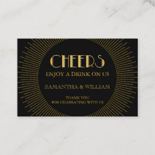 Gatsby Wedding Free Drink Ticket Aangepaste kleu
