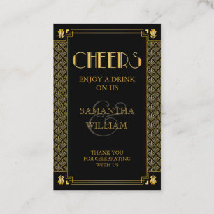Gatsby Wedding Free Drink Ticket Aangepaste kleu