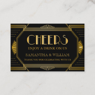 Gatsby Wedding Free Drink Ticket Aangepaste kleu