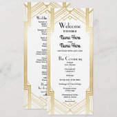 Gatsby White & Gold Art Deco trouwprogramma uit de Programma (Voorkant / Achterkant)
