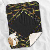 Gatsby zwart en goud geometrisch patroon art deco sherpa deken