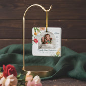 Gauche Floral Wildflower Baby Birth Stat Photo Keramisch Ornament