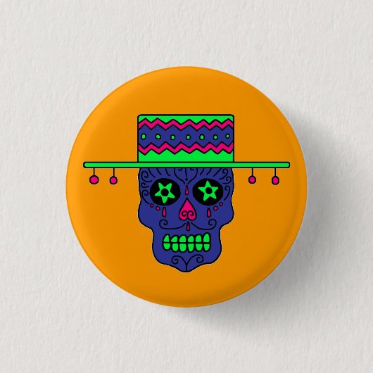 Gaucho Sugar Skull Ronde Button 3,2 Cm (Voorkant)