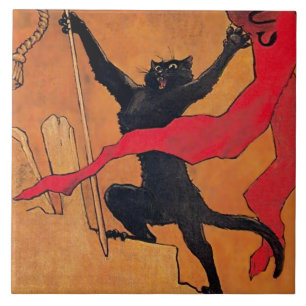 “Gaudeamus Cat” door Theophile Steinlen Tegeltje