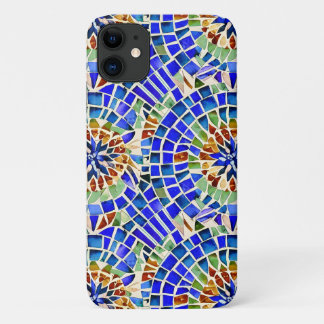 Gaudi geïnspireerd blauw ronde vormen mozaïek patr iPhone 11 hoesje