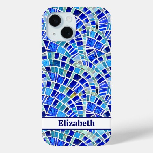 Gaudi geïnspireerd Blue Wave mozaïek patroon Case-Mate iPhone Case (Achterkant)