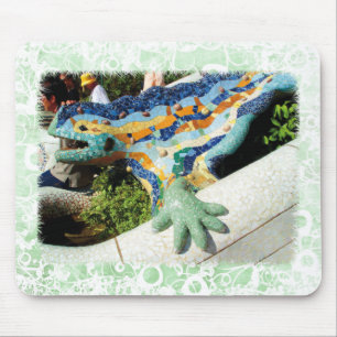 Gaudi Lizard - groene bloemen mousepad Muismat