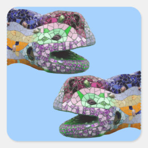Gaudi Lizard Head Mosaics Vierkante Sticker