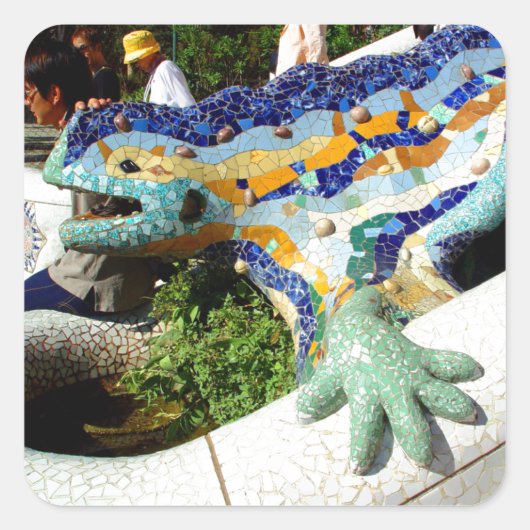 Gaudi Lizard Mosaics Vierkante Sticker (Voorkant)