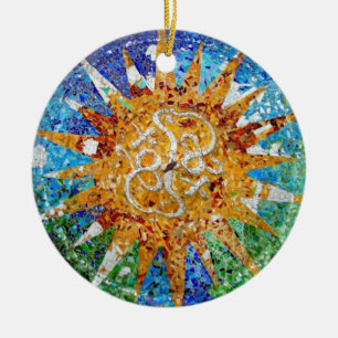 Gaudi Sunburst Mosaic Keramisch Ornament