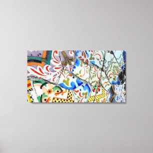 Gaudi's Park Guell Mosaic Tiles Canvas Afdruk