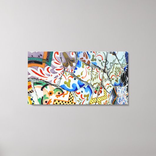 Gaudi's Park Guell Mosaic Tiles Canvas Afdruk (Voorkant)