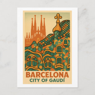 Gaudí's Retro Droom – Reizen naar Barcelona Briefkaart