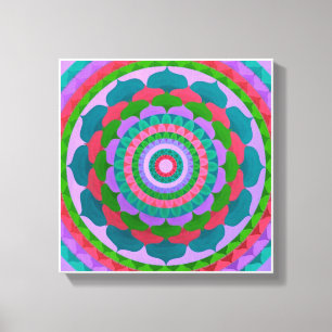 Gaudy flower Mandala Canvas Afdruk