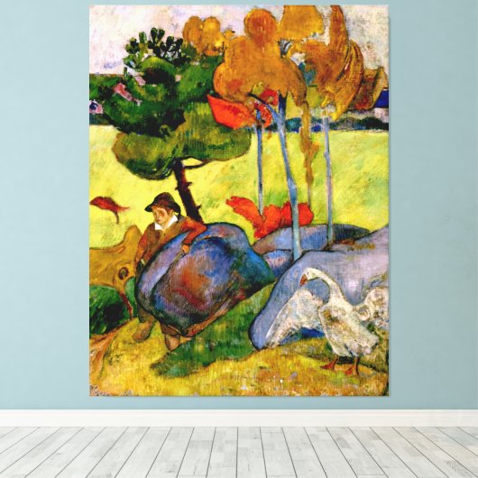 Gauguin - Breton Boy in een landschap Canvas Afdruk (Insitu (Houten vloer))