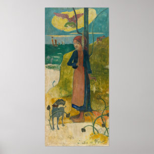 Gauguin - Bretons meisje dat spint 1889 Poster