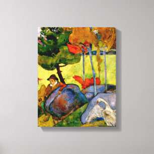 Gauguin - Bretonse Jongen in een Landschap, Canvas Afdruk