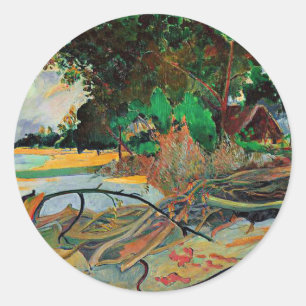 Gauguin - De Hibiscus-boom, beroemd schilderij Ronde Sticker