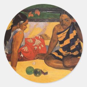 Gauguin Frans-Polynesië Tahiti Vrouwen Schilderij Ronde Sticker