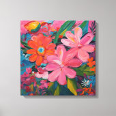 Gauguin geïnspireerde roze bloemen canvas afdruk (Voorkant)