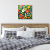 Gauguin geïnspireerde witte groene bloem canvas afdruk (Insitu (Slaapkamer))