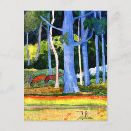 Gauguin - Landschap met blauwe boomstammen Briefkaart (Voorkant)