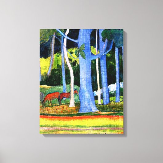 Gauguin - Landschap met blauwe boomstammen Canvas Afdruk (Voorkant)