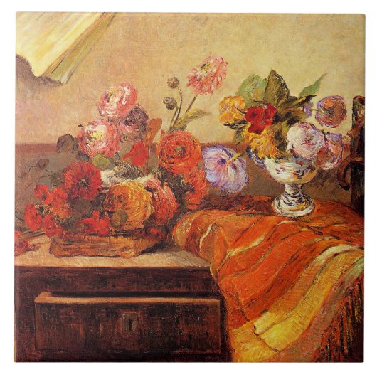 Gauguin - potten en boeketten, tegeltje (Voorkant)