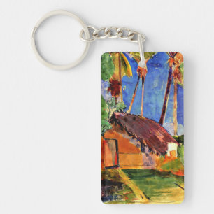 Gauguin - Rietgedekt hut onder de palmen Sleutelhanger