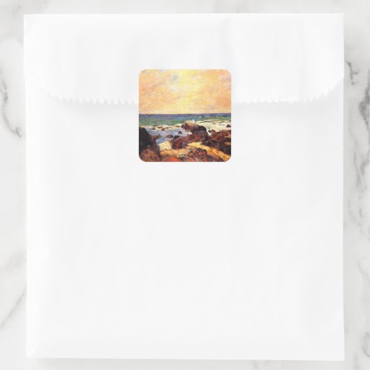 Gauguin - Rocks and Sea, Vierkante Sticker (Tas)