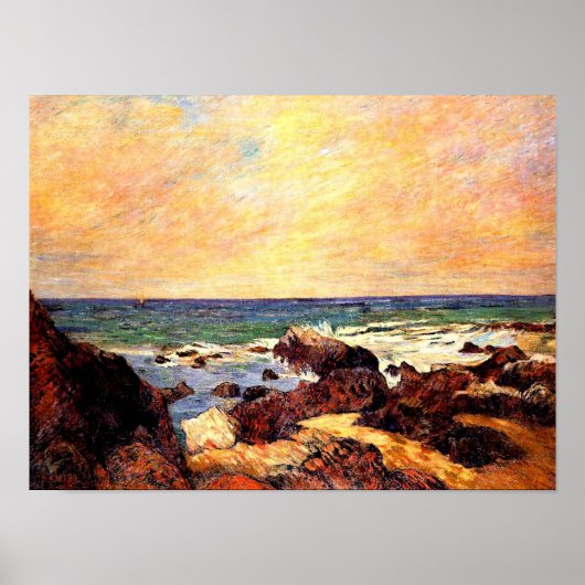 Gauguin - Rocks and Zee, beroemd schilderij, Poster (Voorkant)